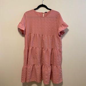 Vintage pink tiered baby doll dress - size M